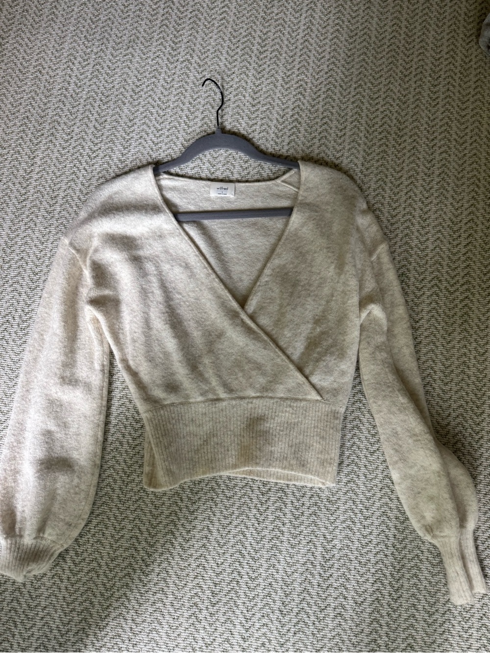 Aritzia Cream Wrap V-Neck Sweater